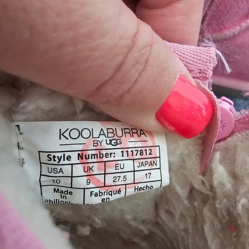 Koolaburra by UGG Victoria Mini Pink Suede Faux Fur Bow Boots Kids 10 1117812